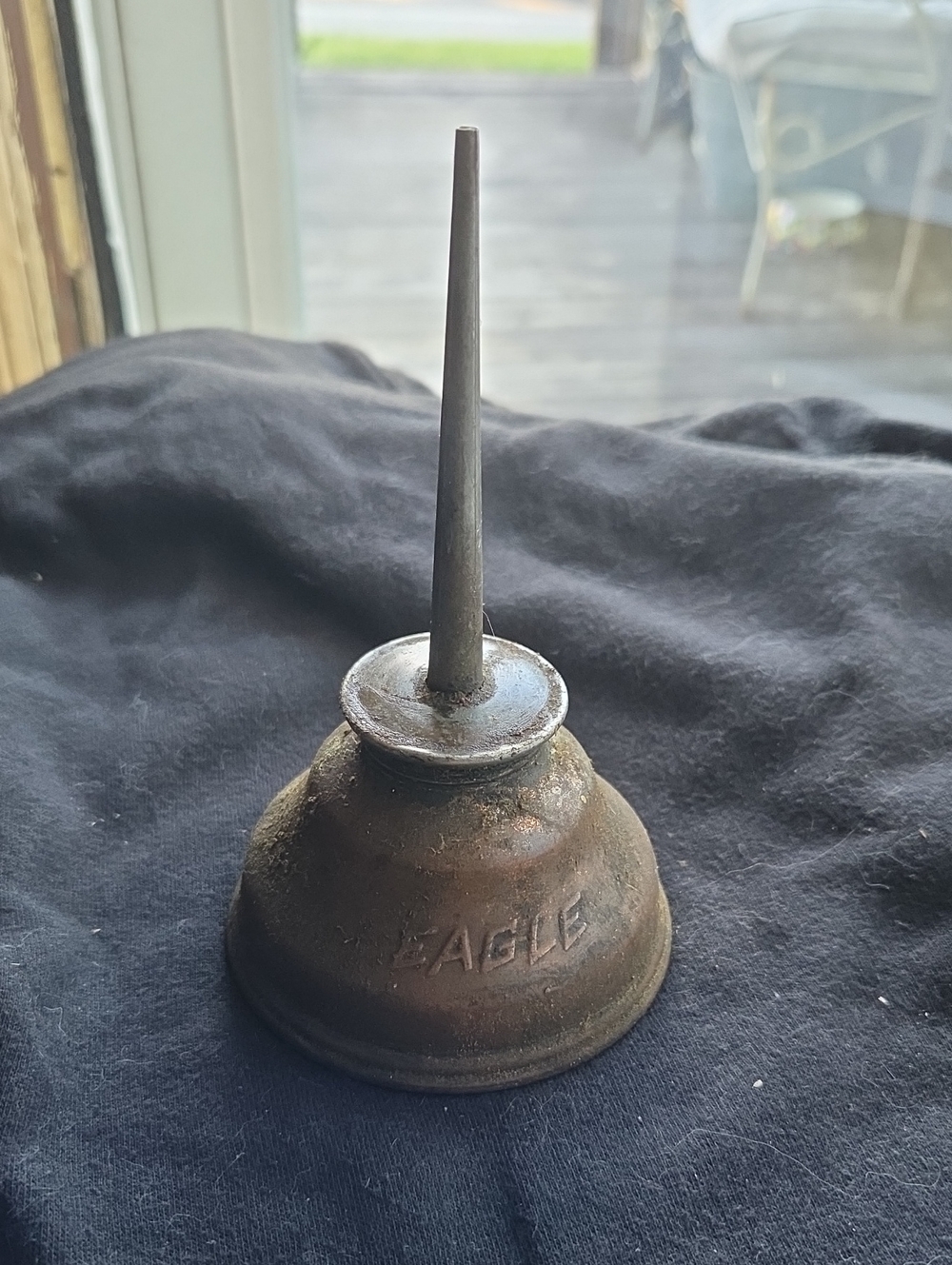 Eagle Vintage Metal Oil Can with Long Spout - Rustic Brown Eagle